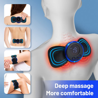 Mini Massager With 5 Pads Portable Electric Muscle Stimulator - Deep Tissue Management Device - Pulse Therapy For Back Shoulder Neck Leg