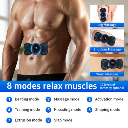 Mini Massager With 5 Pads Portable Electric Muscle Stimulator - Deep Tissue Management Device - Pulse Therapy For Back Shoulder Neck Leg